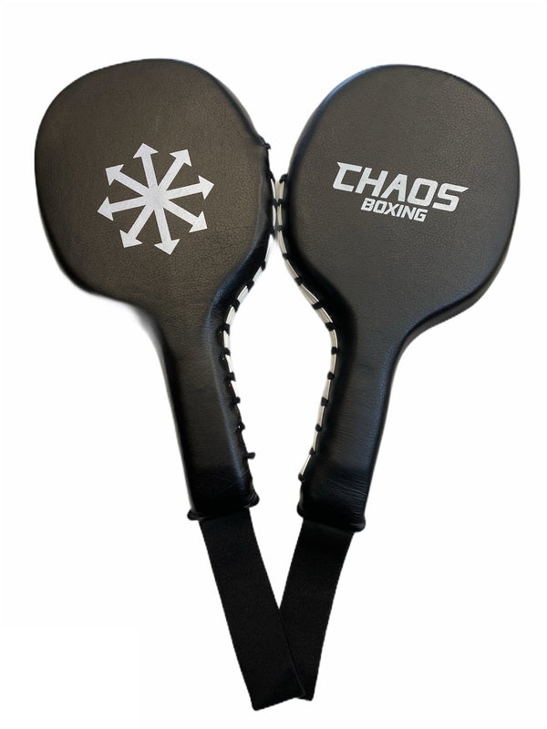 Chaos Black Leather Paddles - CHAOS BOXING